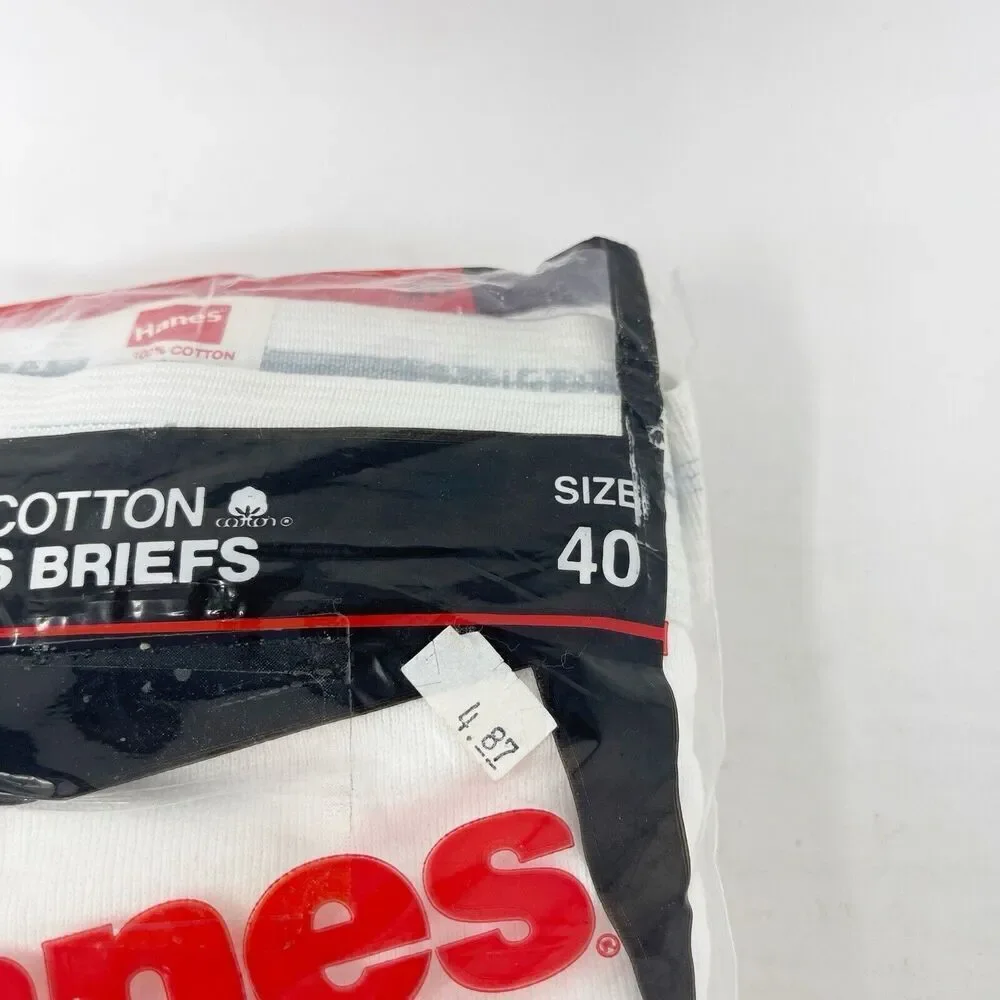 NOS 1987 Hanes 3-pack Men’s‎ Briefs underwear Size 40 Made In USA 3 Pack